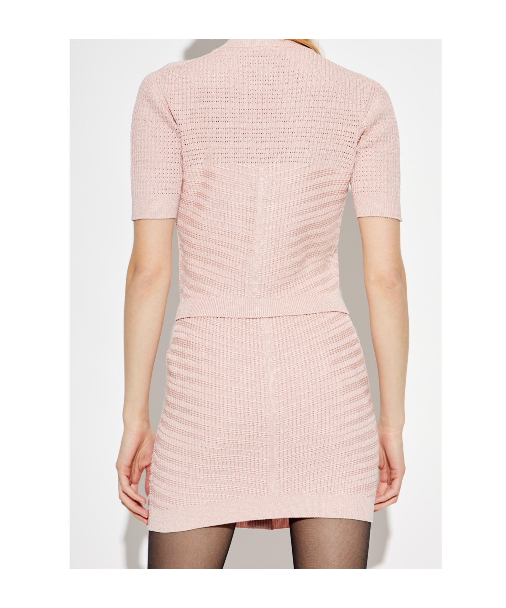 Balmain V-neck Buttoned Knit Top In Pink