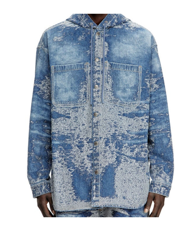 Diesel D-dewny-hood Shirt In Blue