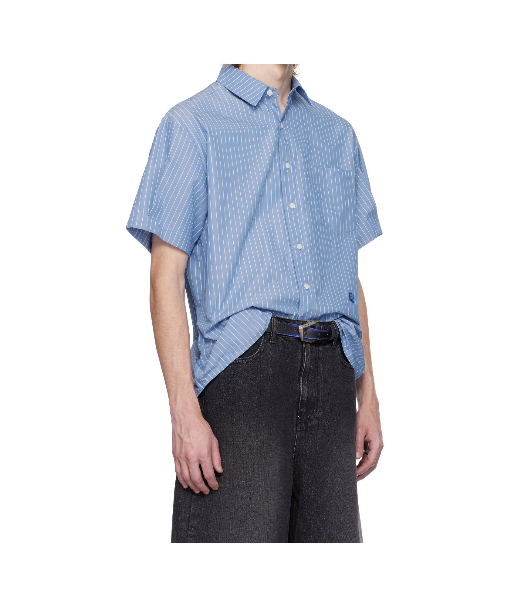 Ader Error Striped Shirt In Blue