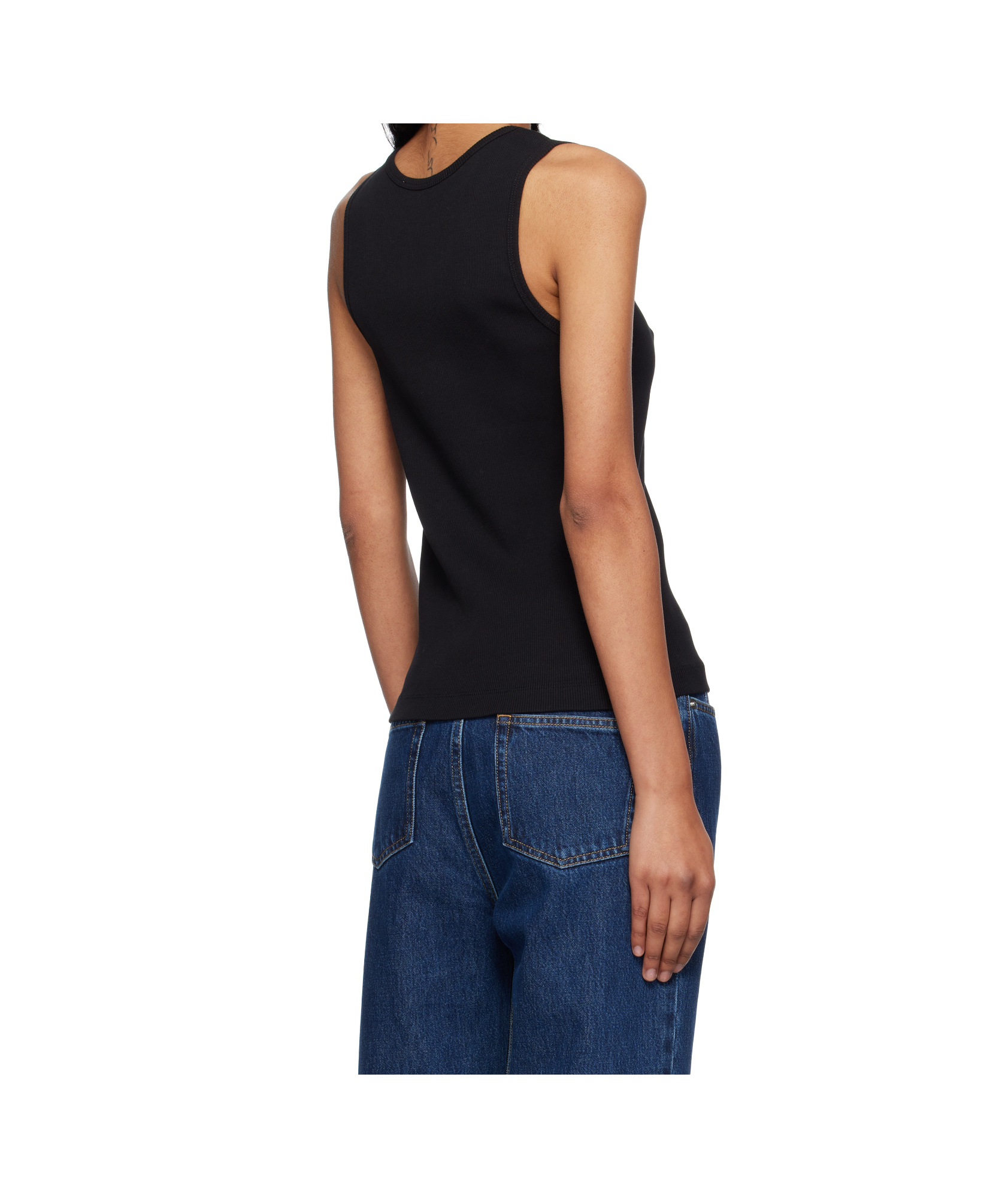 Maison Kitsuné Black Top With Ribbed Design And Baby Fox Embroidered On The Front In Cotton Woman In Black