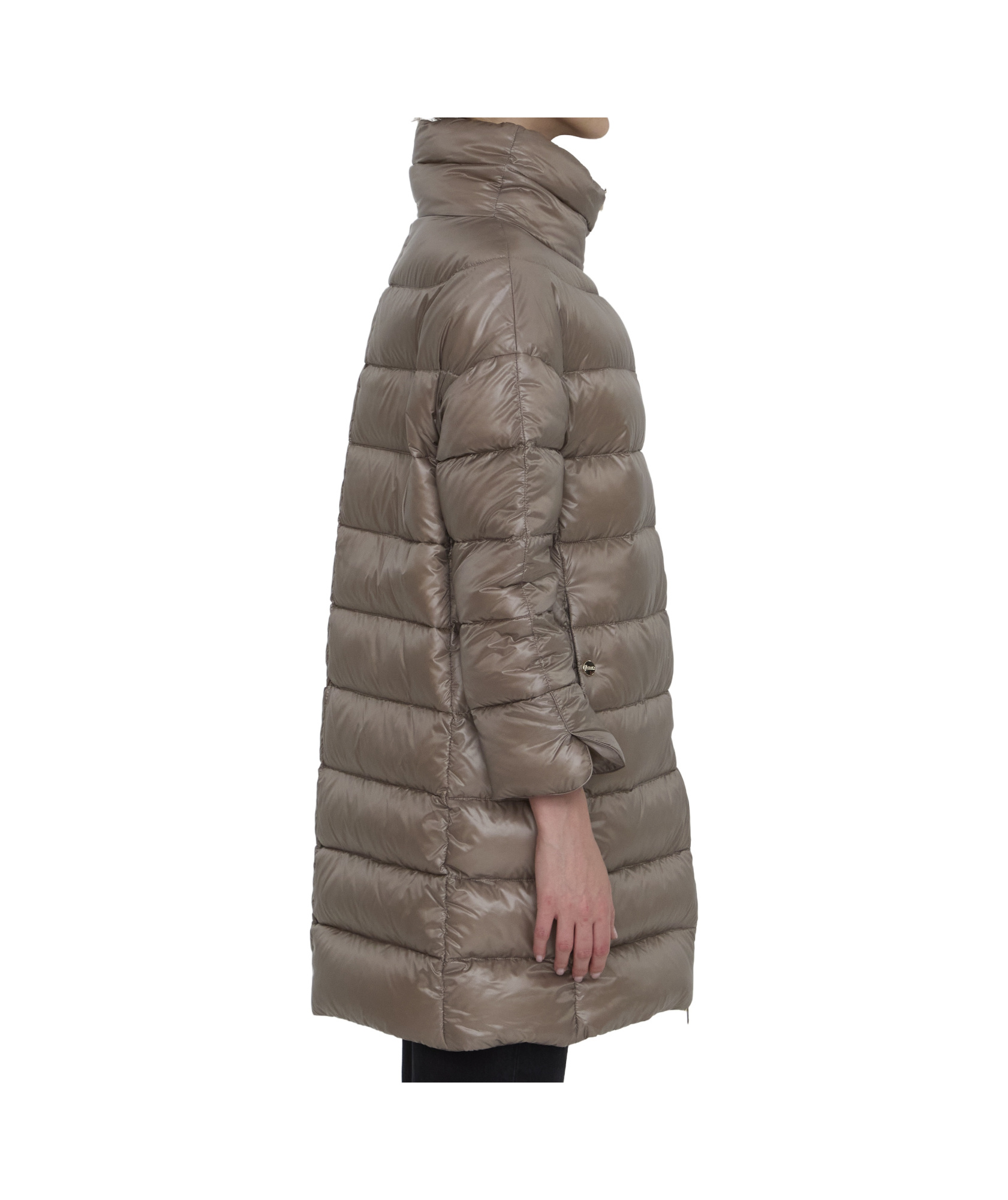 Herno Quilted Down Long Jacket In Gray