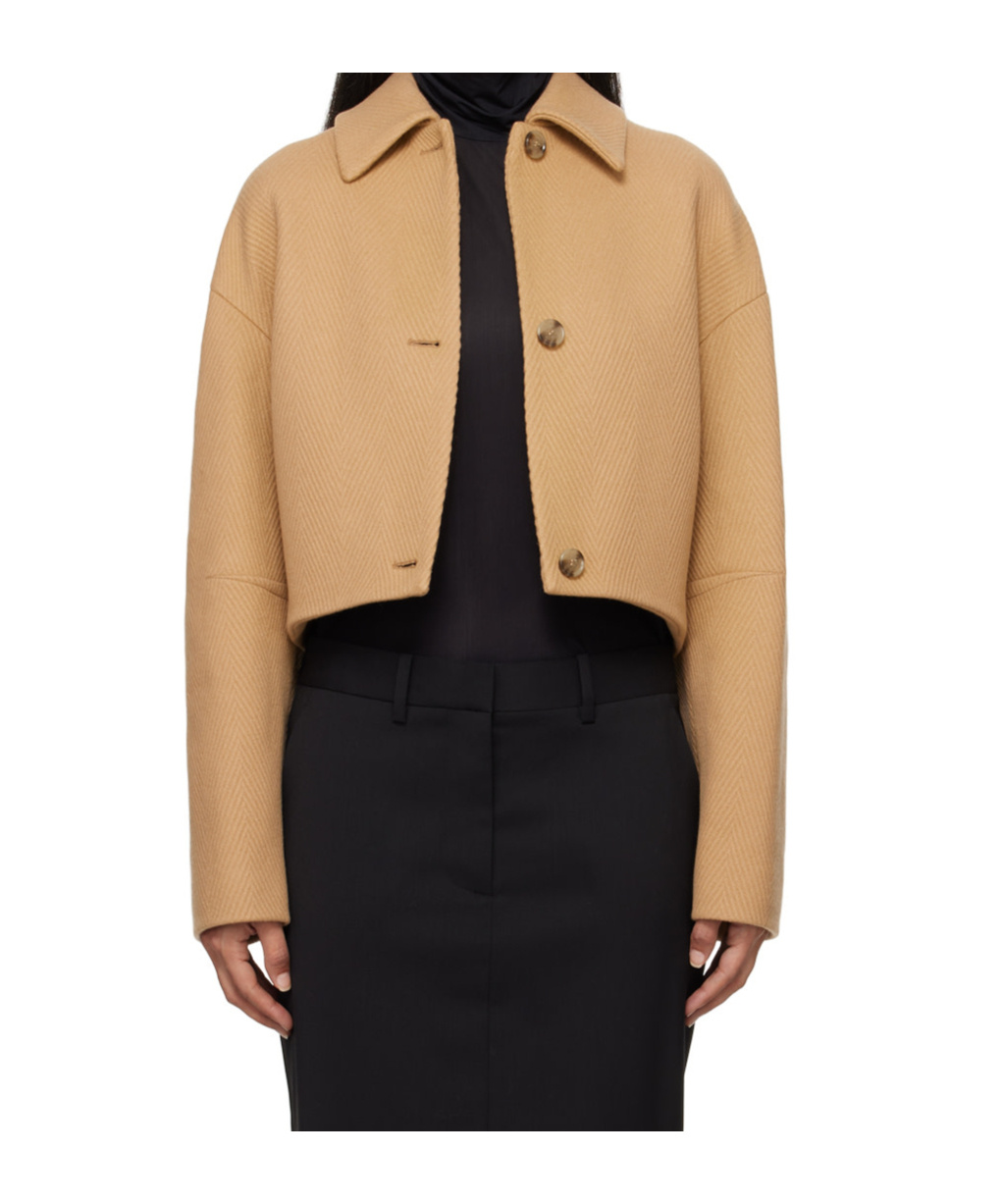 Hugo Boss Beige Herringbone Virgin Wool Jacket