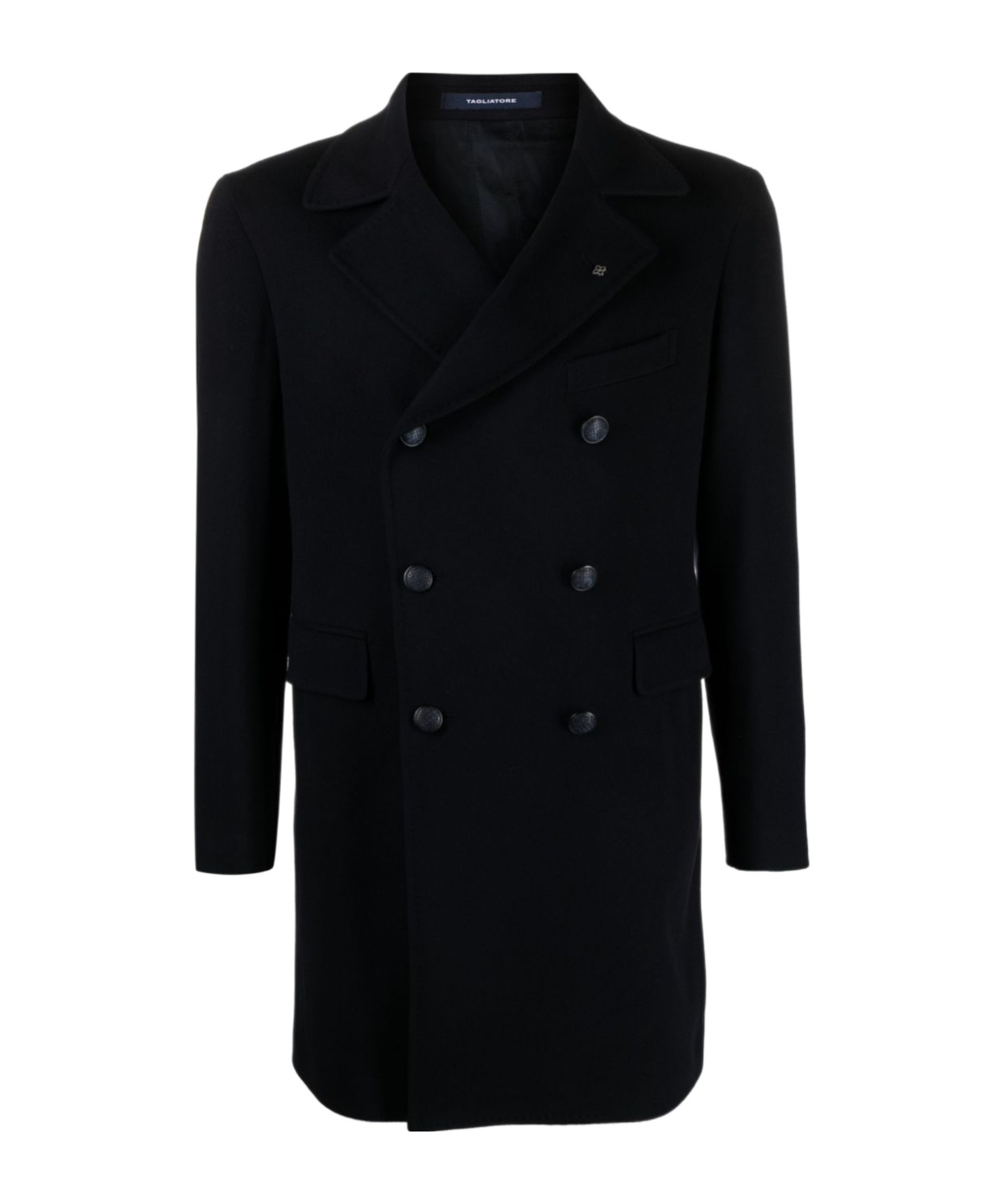 Tagliatore Double-breasted Wool-blend Coat In Black