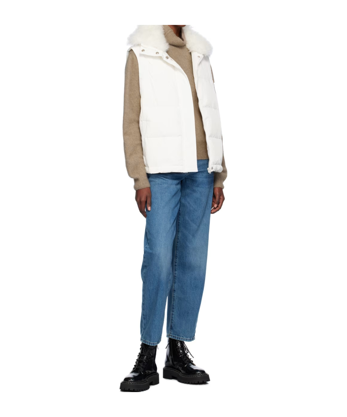 Shop Yves Salomon Quilted Zipper Down Jacket In White