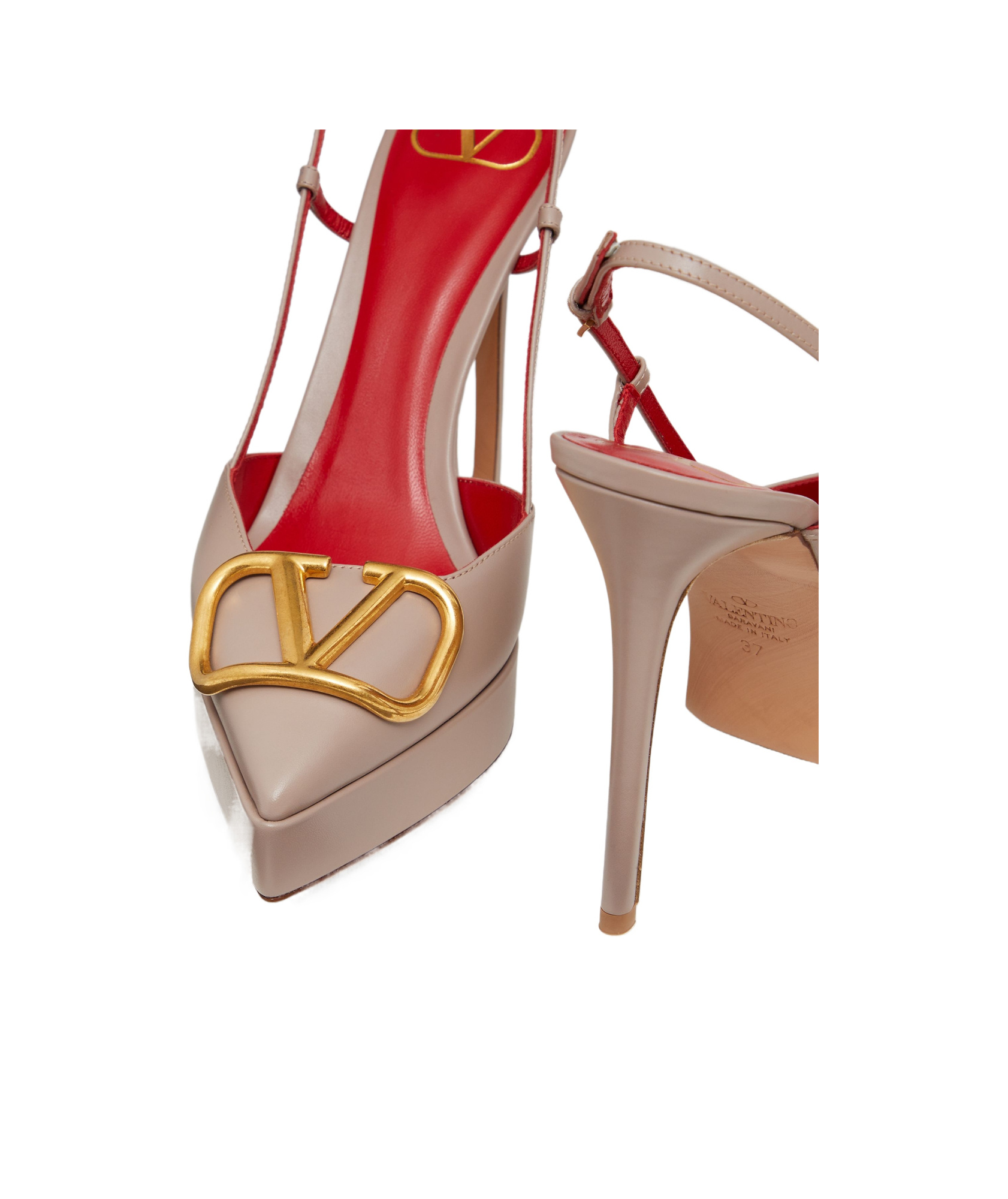 Shop Valentino Vlogo Signature Calfskin Slingback Platform Pump 120mm In Nude