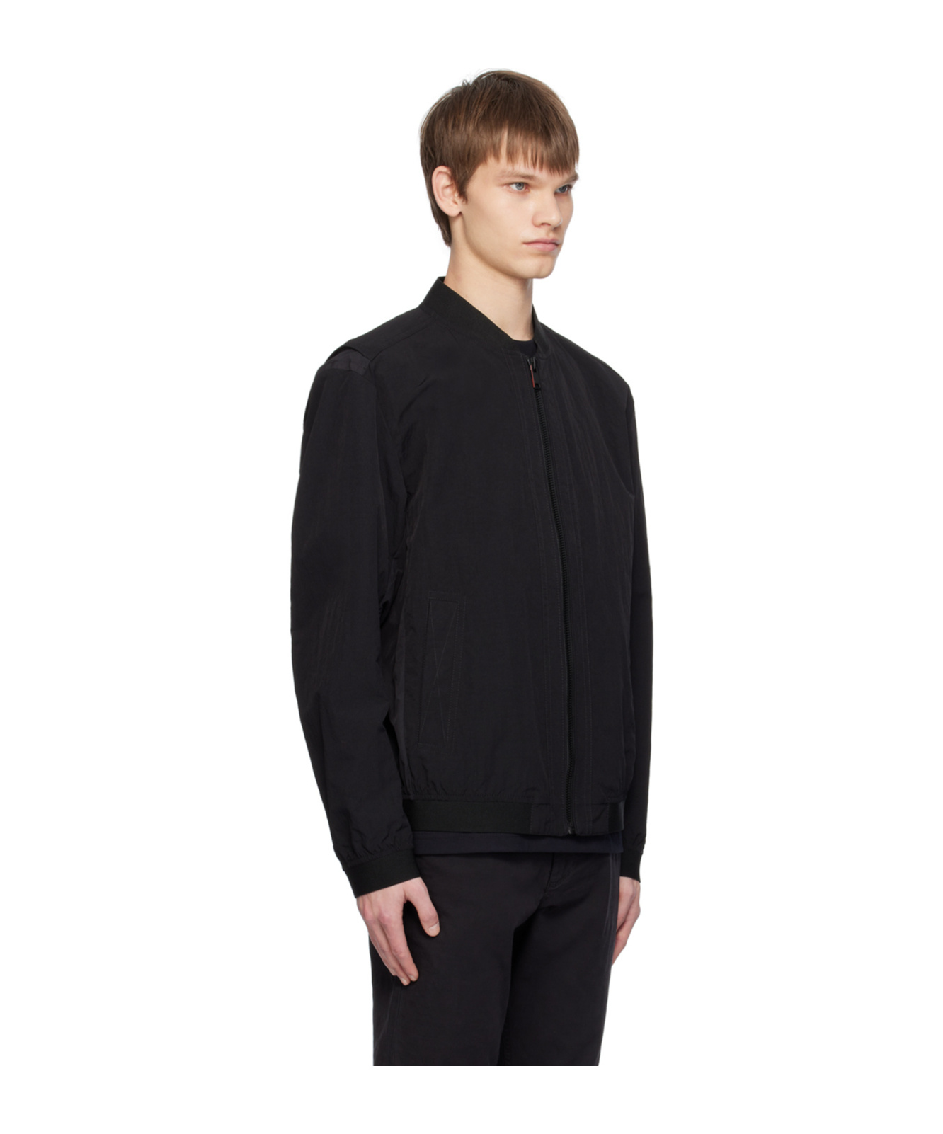 Hugo Boss Zippered Long-sleeved Casual Jacket In Black