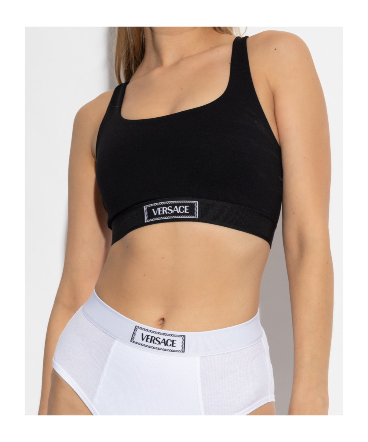 Versace Sports Bra With Logo In Black