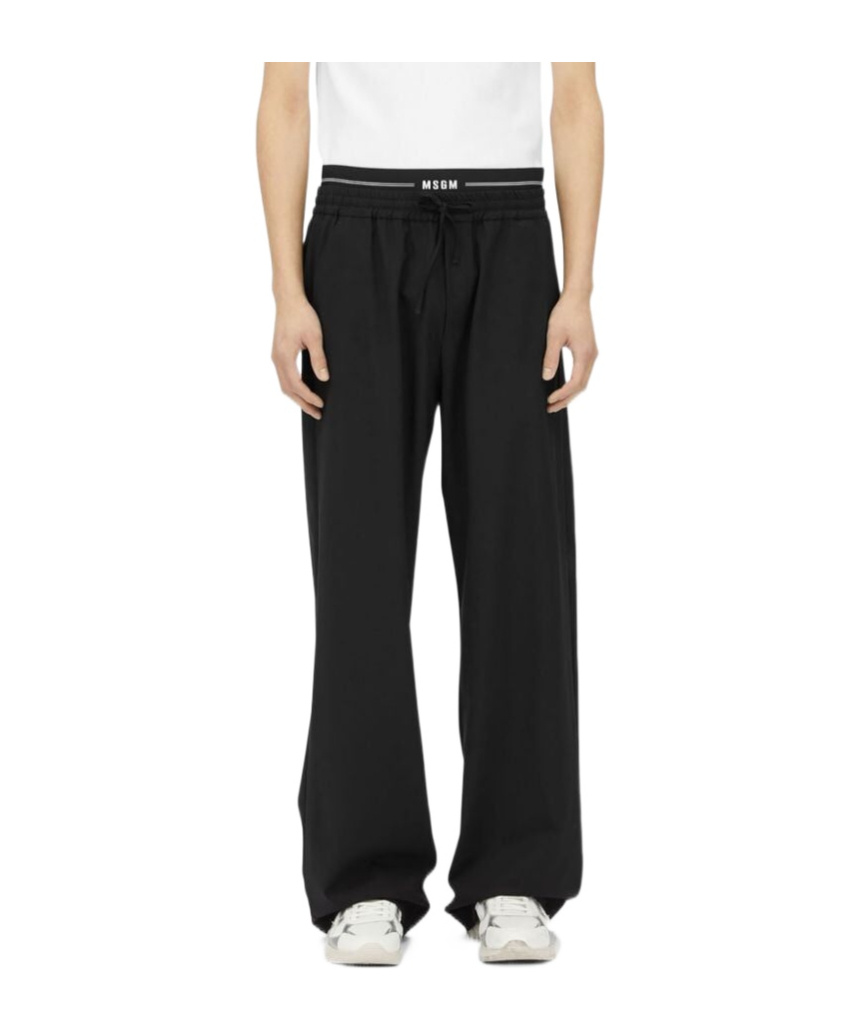 Msgm Belt-loop Casual Pants In Black