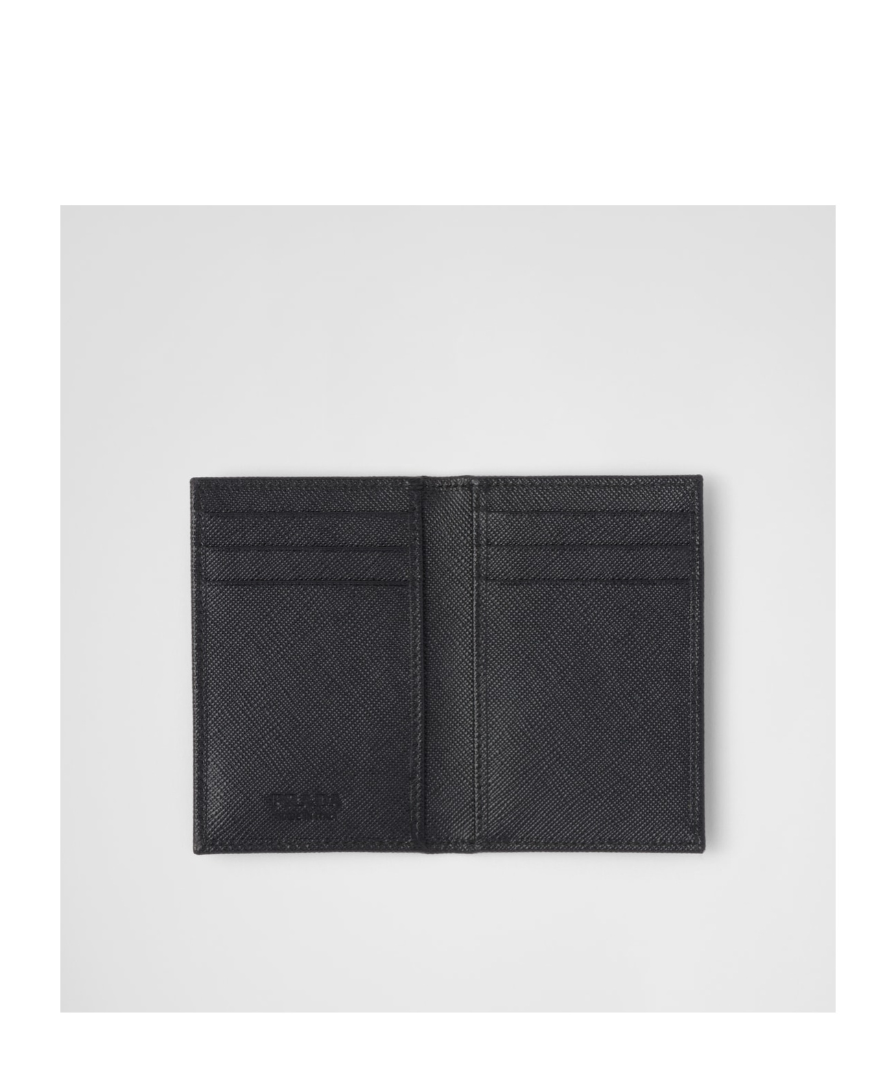 Prada Saffiano Leather Card Holder In Black