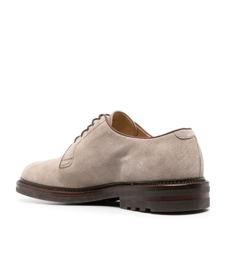 Brunello Cucinelli Suede Derby Shoes In Nude