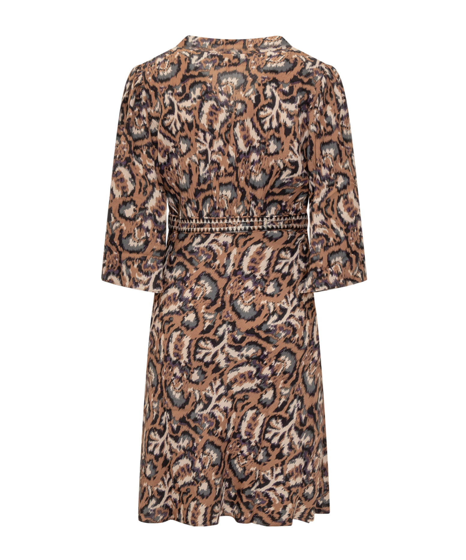 Bash V-neck Printed Dress In Brown