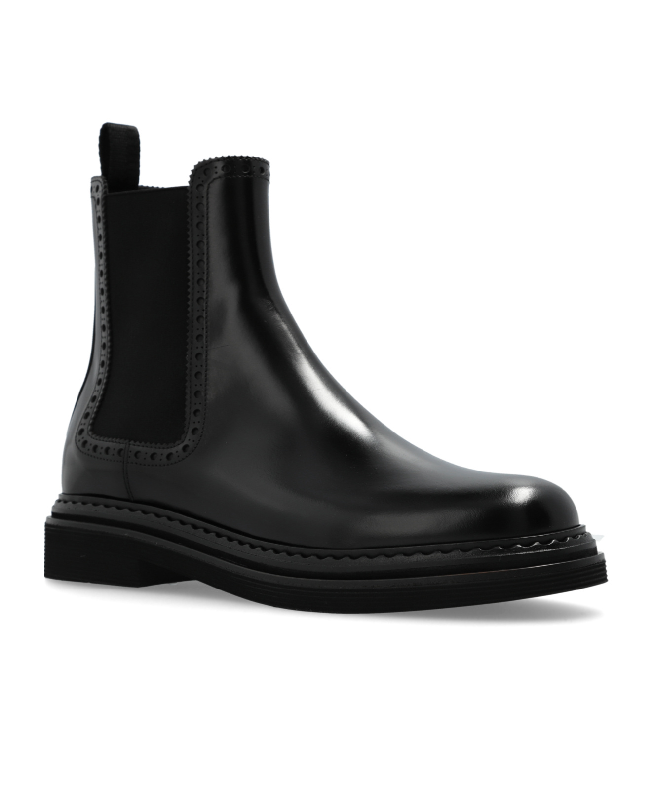 Dolce & Gabbana Leather Chelsea Ankle Boots In Black