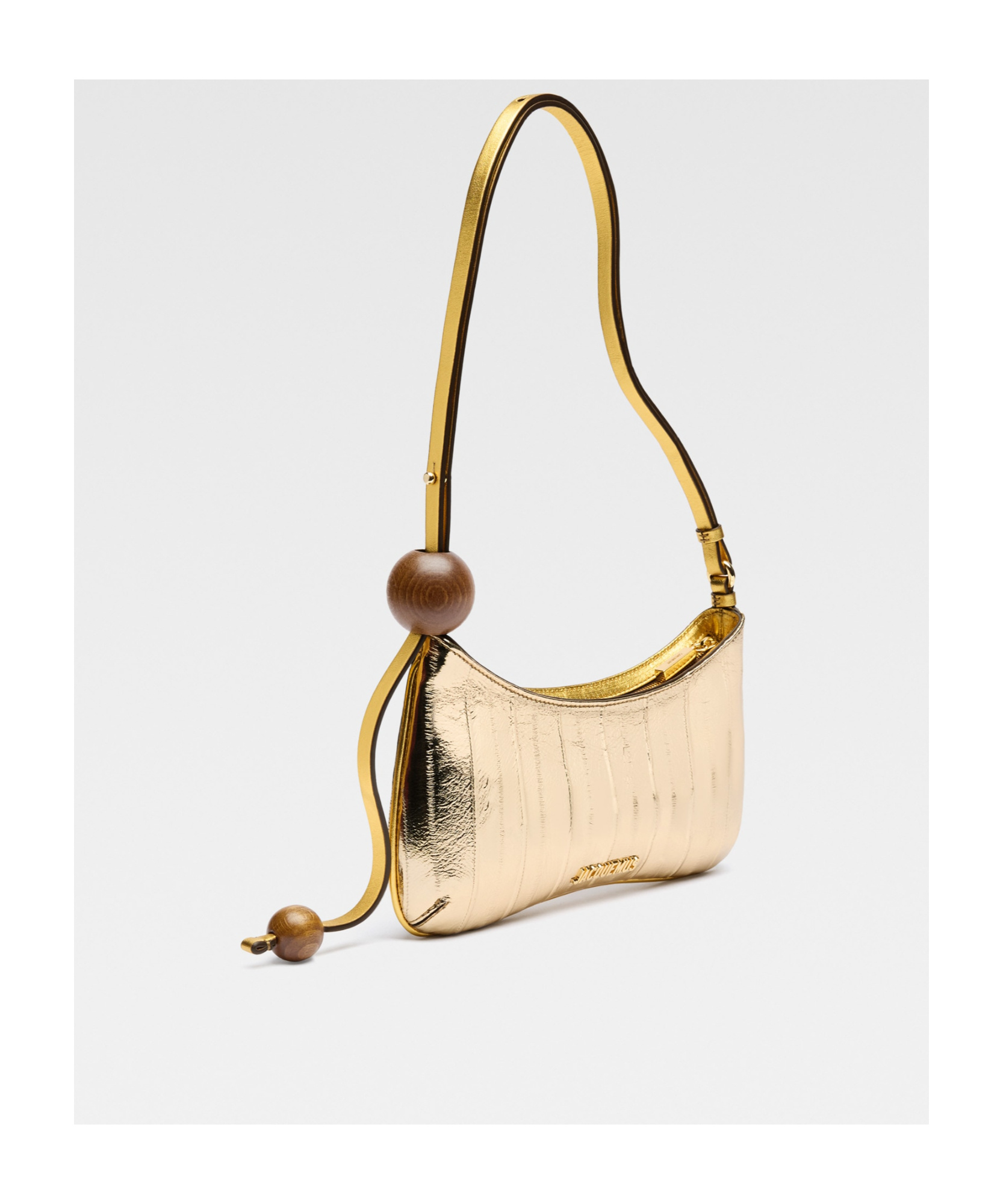 Jacquemus The Bisou Perle Mirrored Leather Shoulder Bag In Nude