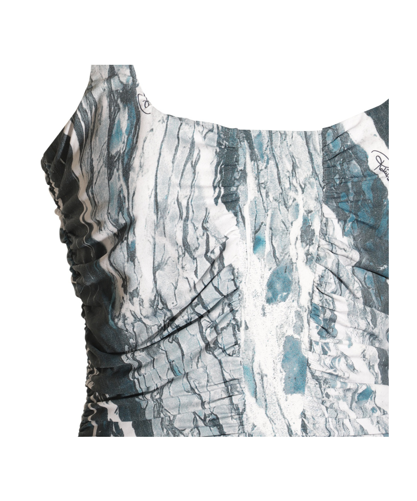 Shop Roberto Cavalli Marble-print Dress In Blue