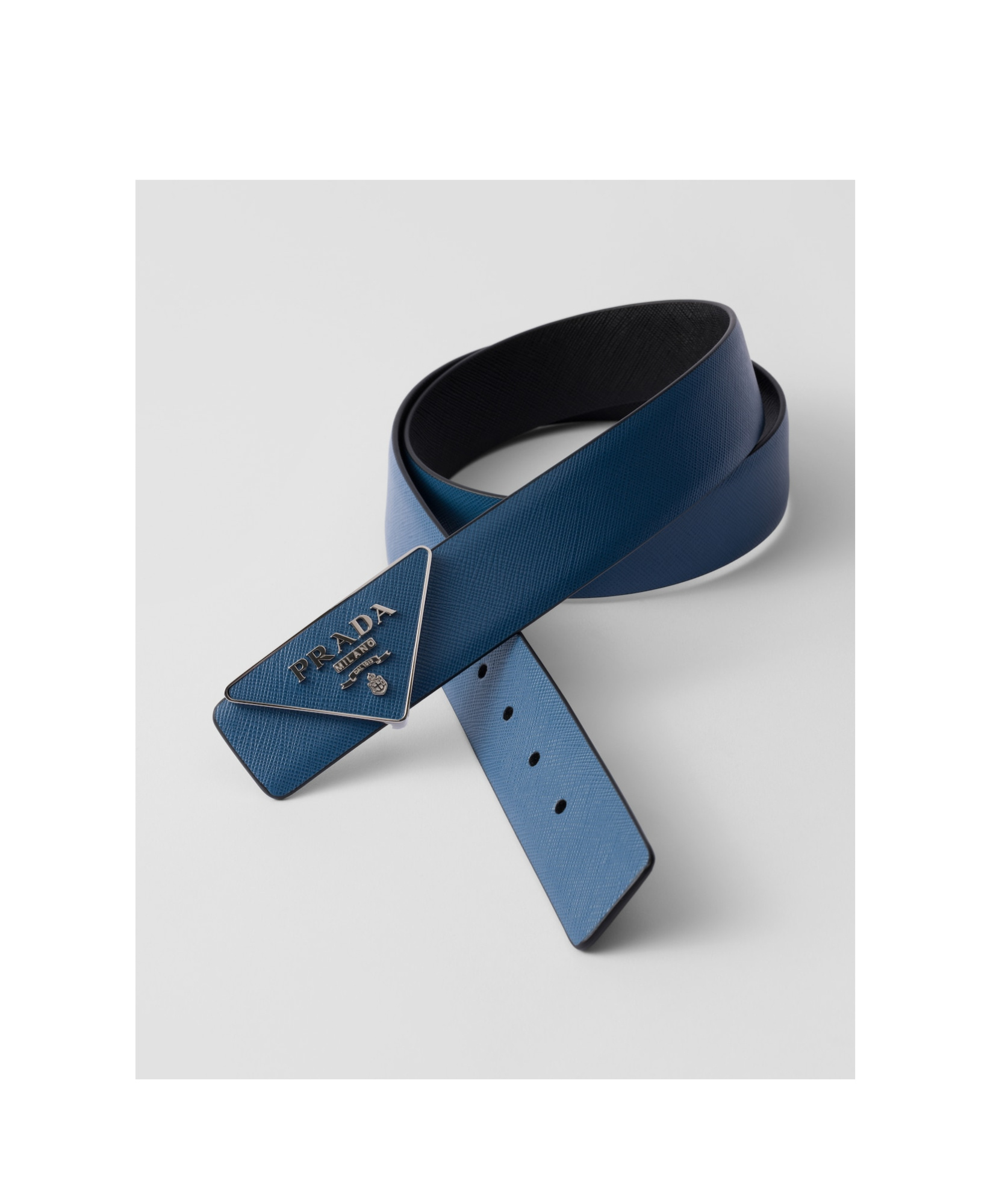 Prada Cross-pattern Belt Buckle In Pilot Blue