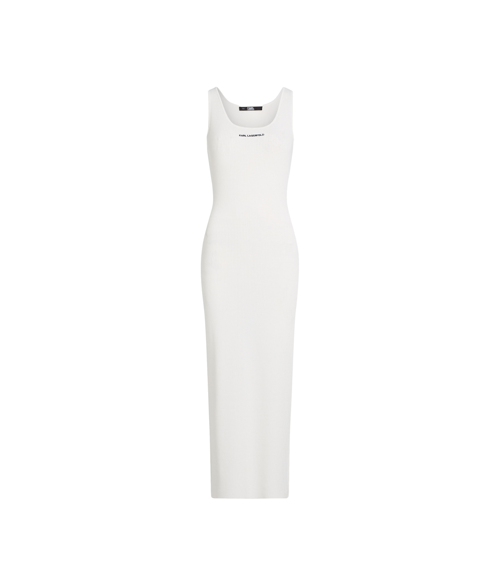 Shop Karl Lagerfeld Rib-knit Sleeveless Dress In White