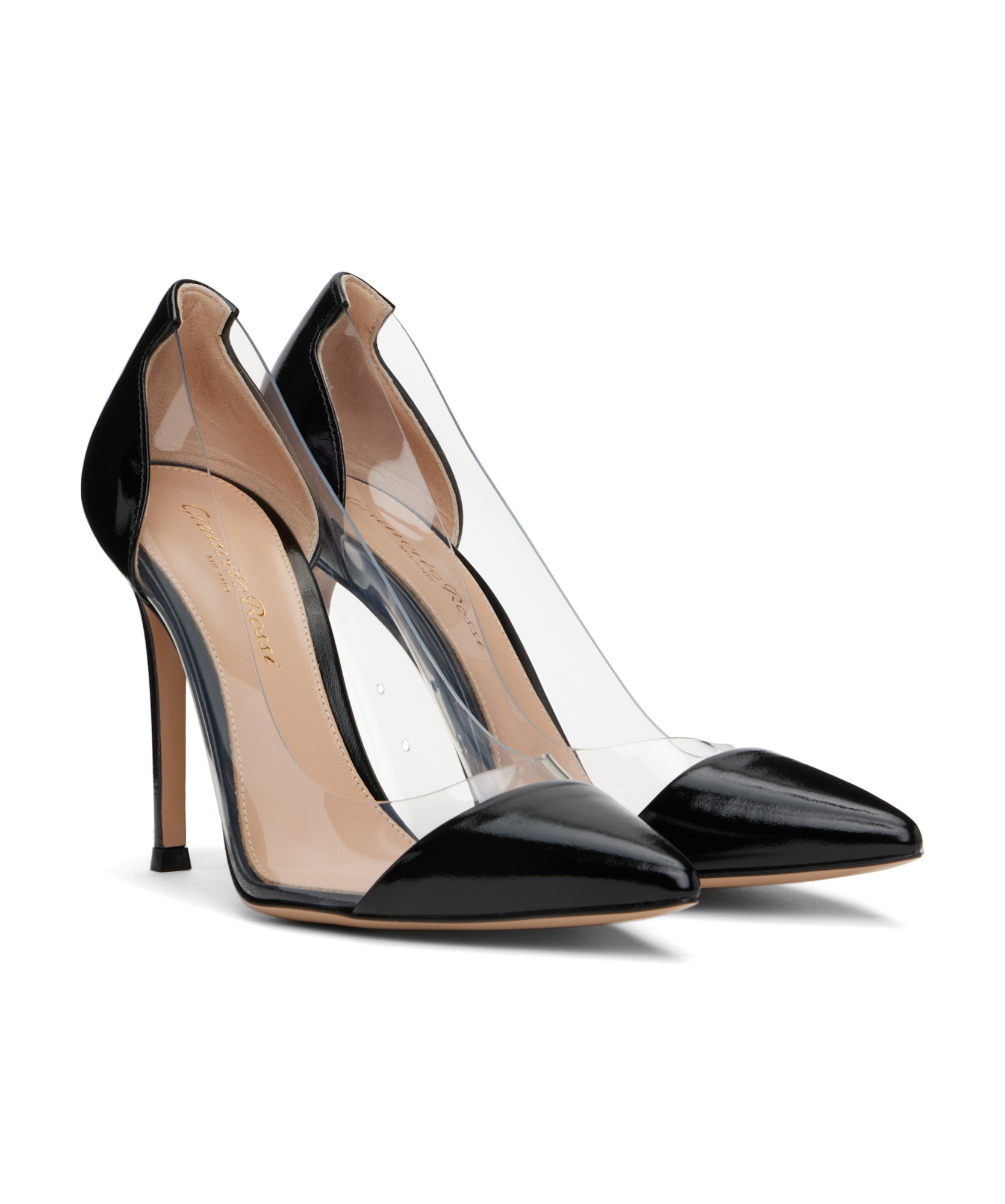 Gianvito Rossi Plexi 100 Pvc Pumps In Black Suede In Black