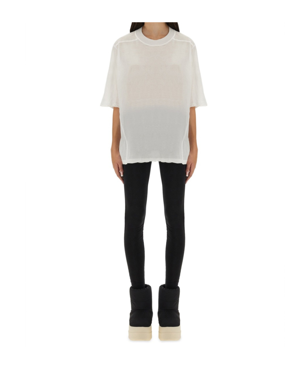 Rick Owens Drkshdw Asymmetrical-hem Organic Cotton Top In Neutral