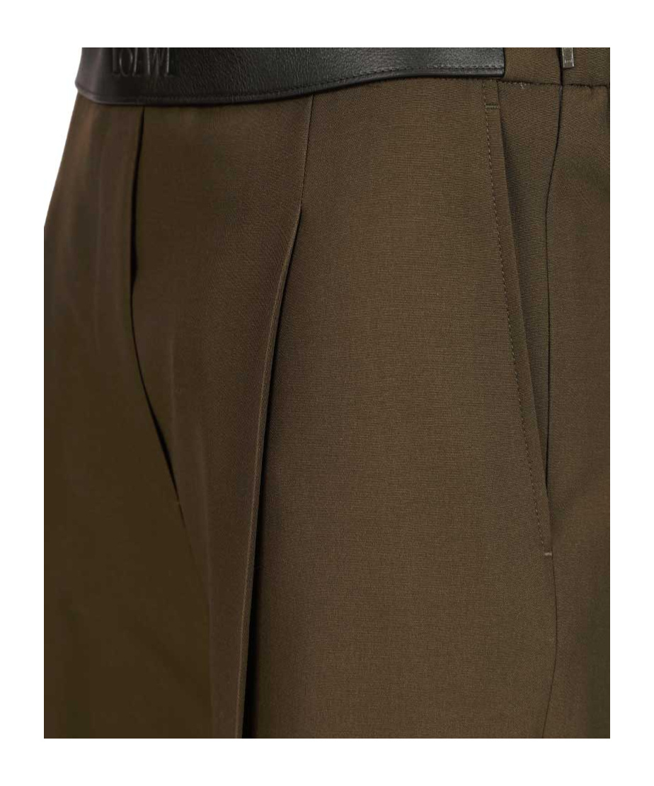 Loewe Logo Embossed Pleat Detail Trousers In Green