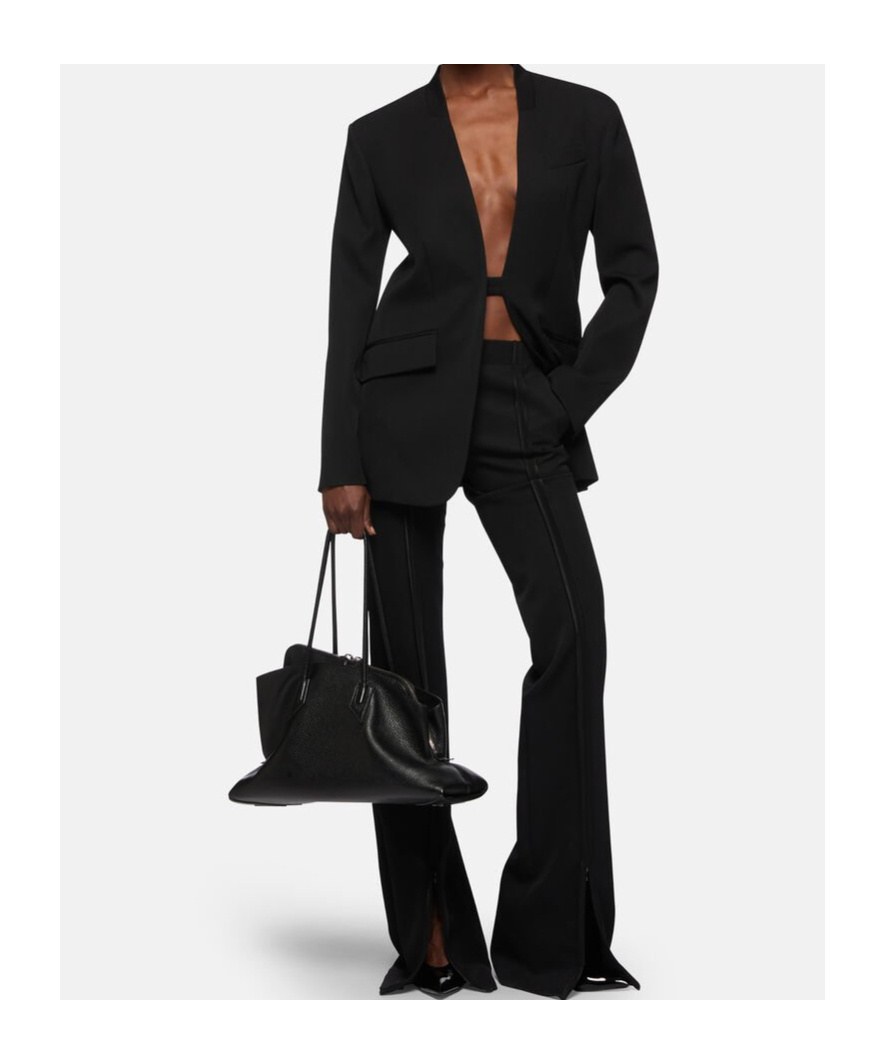 Attico Long Wool Pant In Black