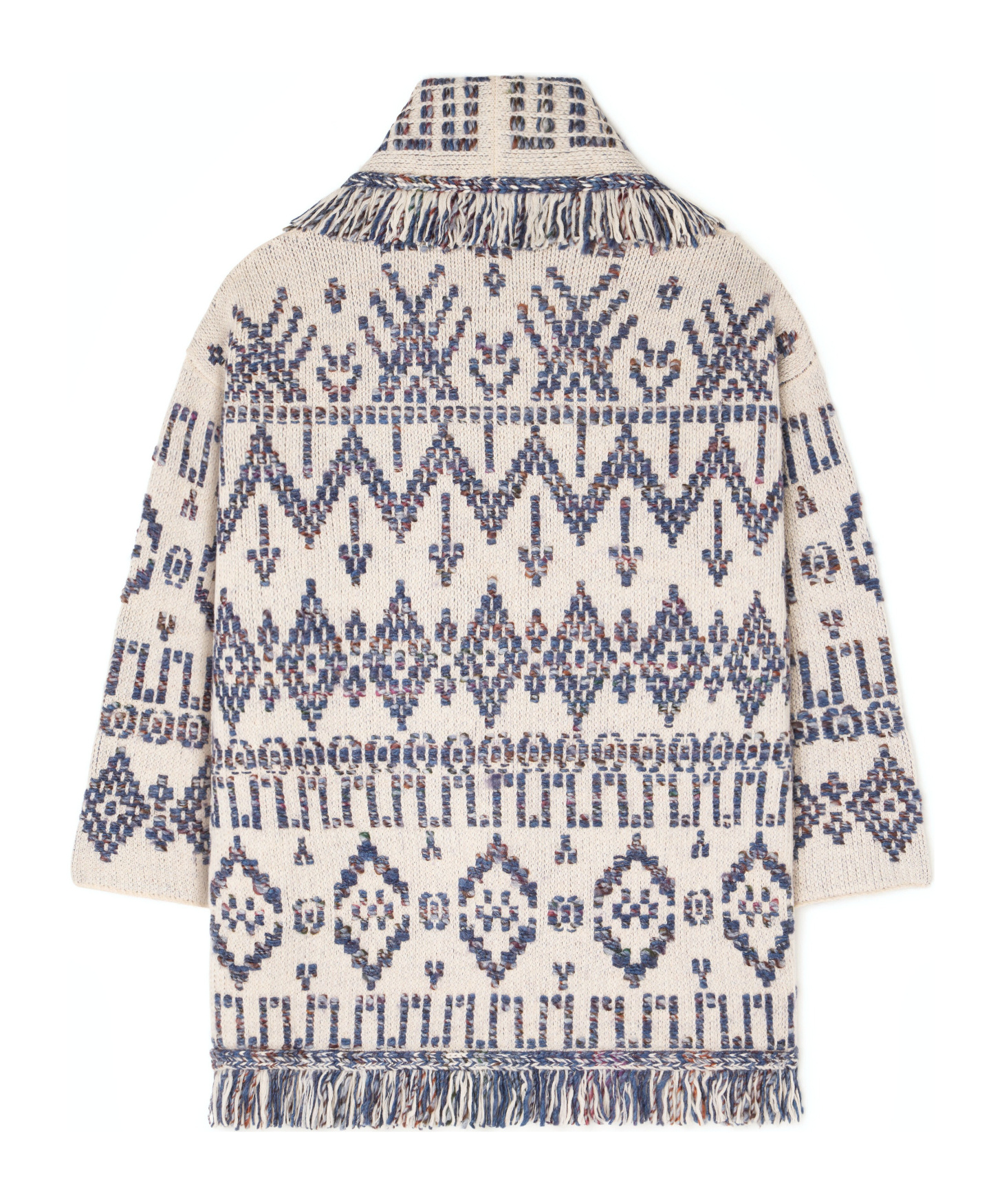 Alanui Wool Cardigan With Belted Waist And Fringe In Blue