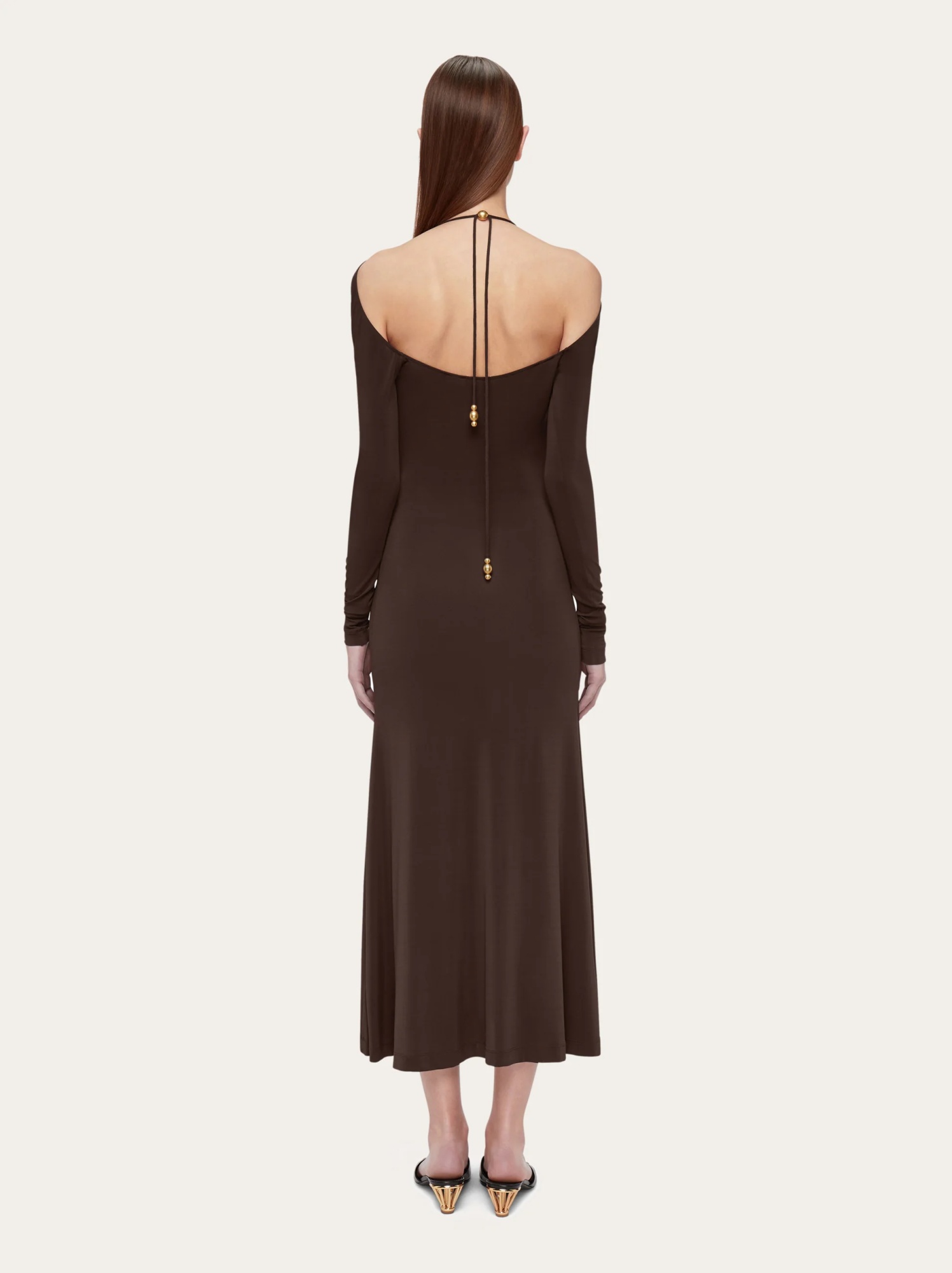 Ferragamo Open-back Crepe Maxi Dress In Black