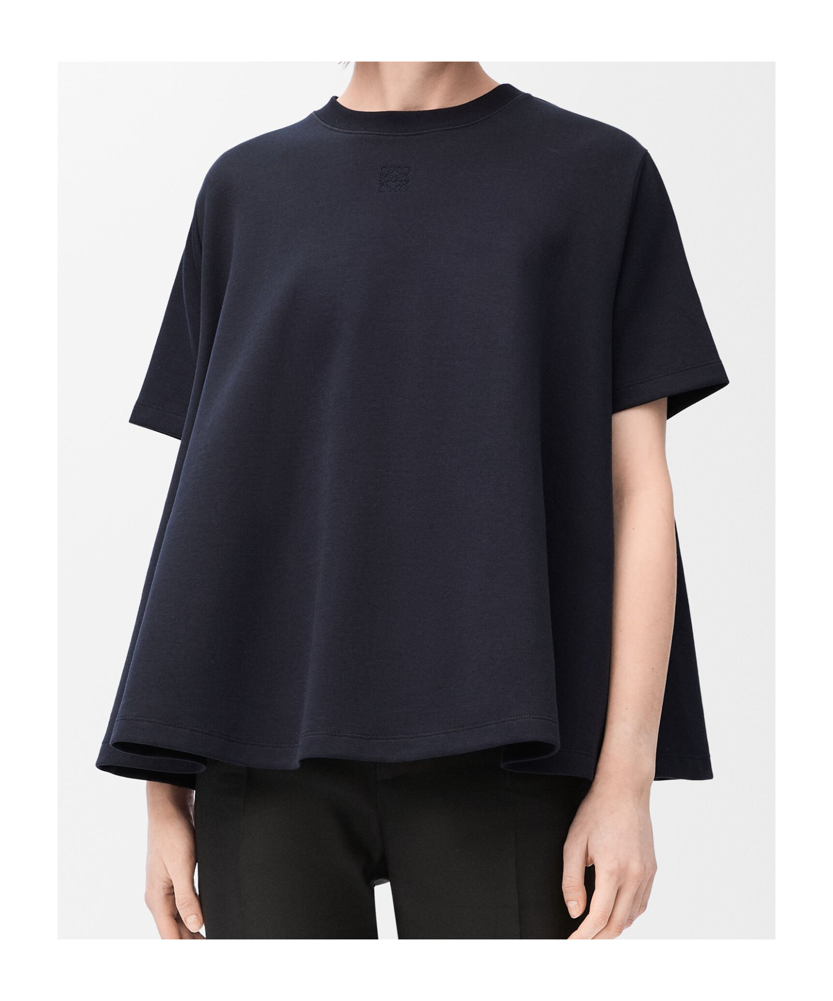 Loewe Cotton Crew Neck T-shirt With Flared Hem In Black