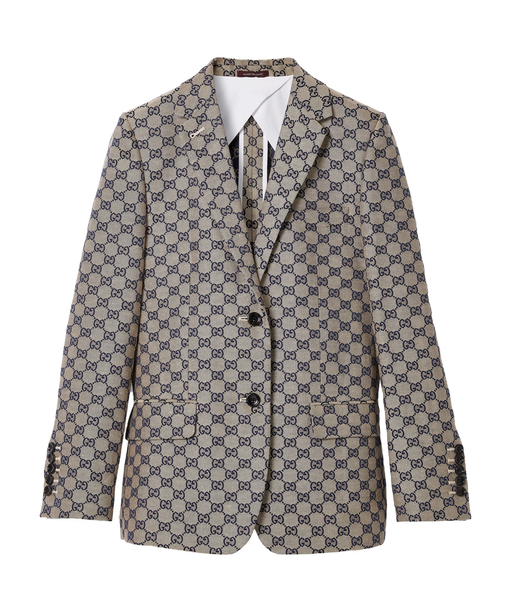 Gucci Blazer Aus Gg Canvas Aus Leinenmischung In Gray
