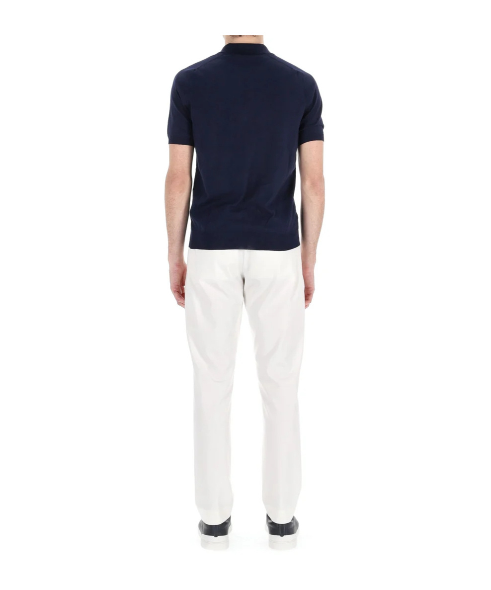 Roberto Collina Special Short-sleeved Polo With Diamond Pattern In Blue