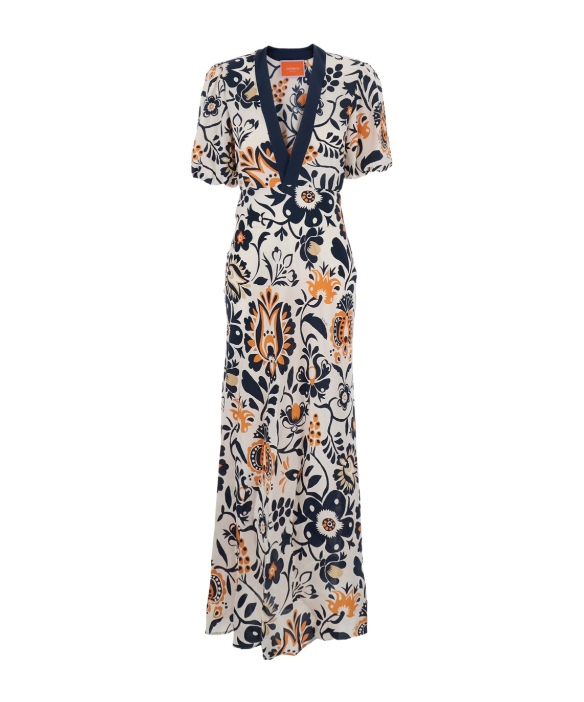 La Doublej Floral Puff-sleeve Dress In Gray