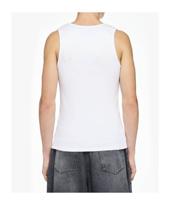 Jw Anderson White Sleeveless Top With Logo Embroidery On The Front In White