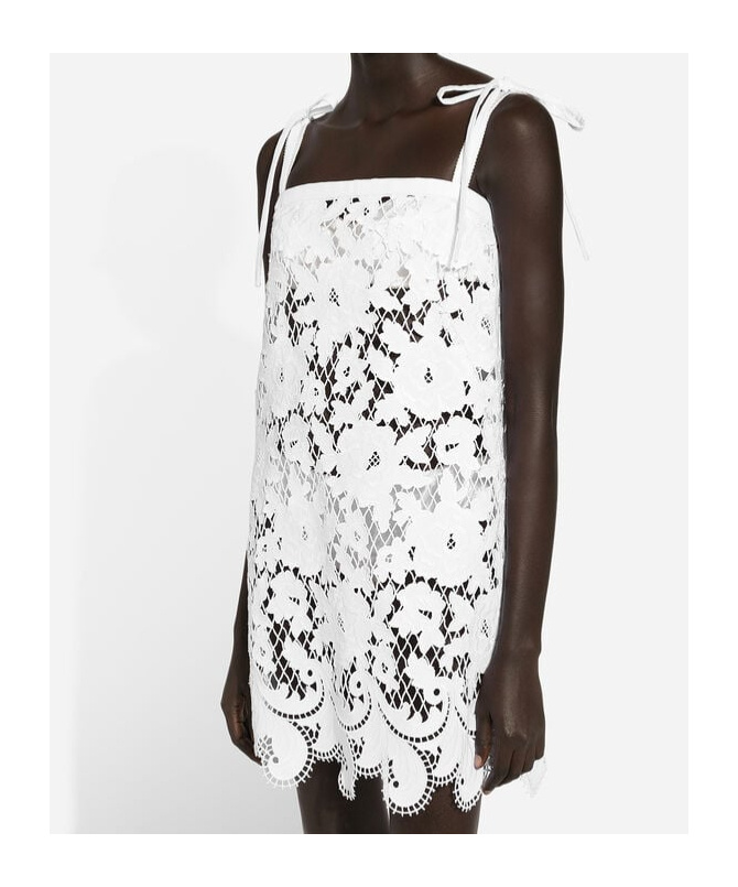 Dolce & Gabbana Minidress With Floral Openwork In White
