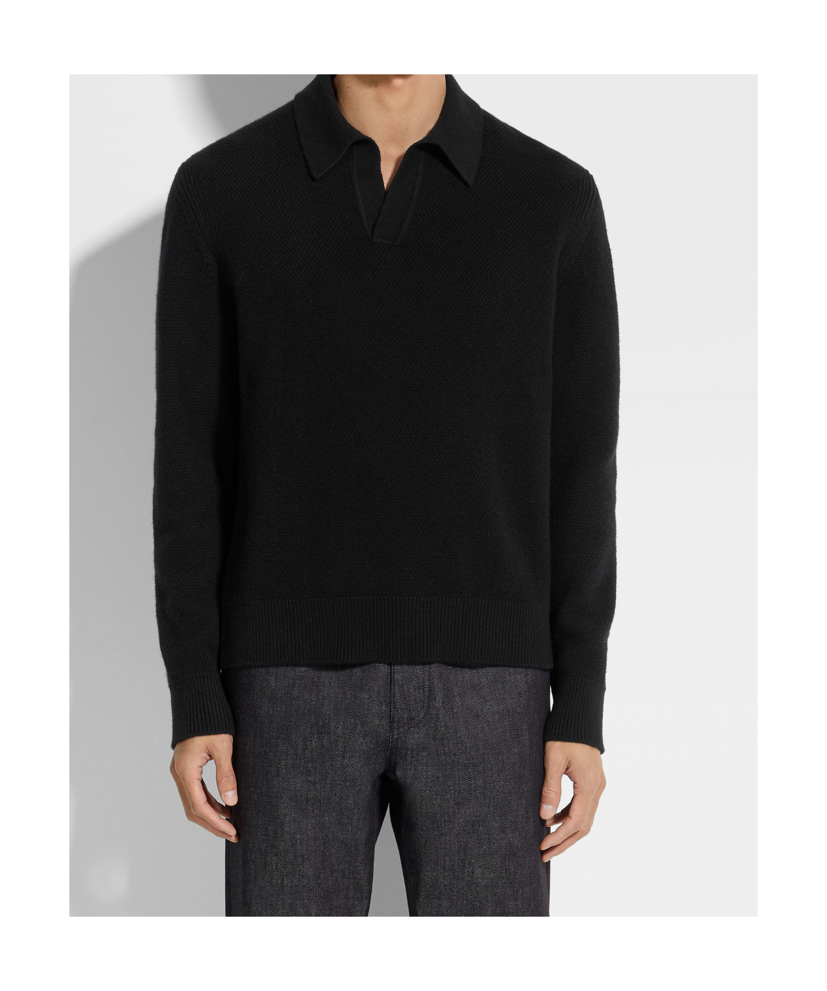 Zegna Oasi Cashmere Polo Shirt In Black