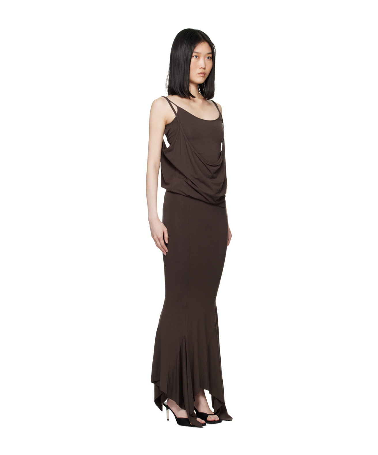 Shop Attico Layered Midi Dress In Black