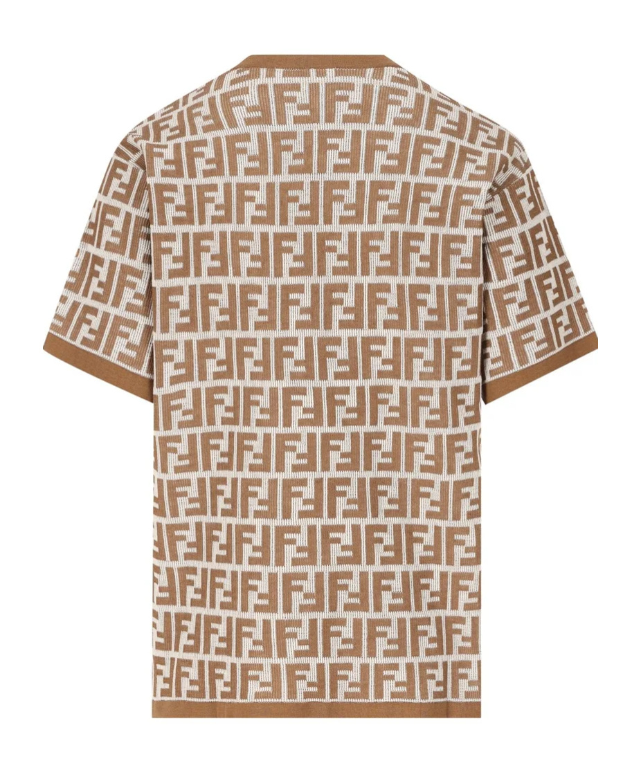 FENDI FF-PATTERN KNITTED T-SHIRT 