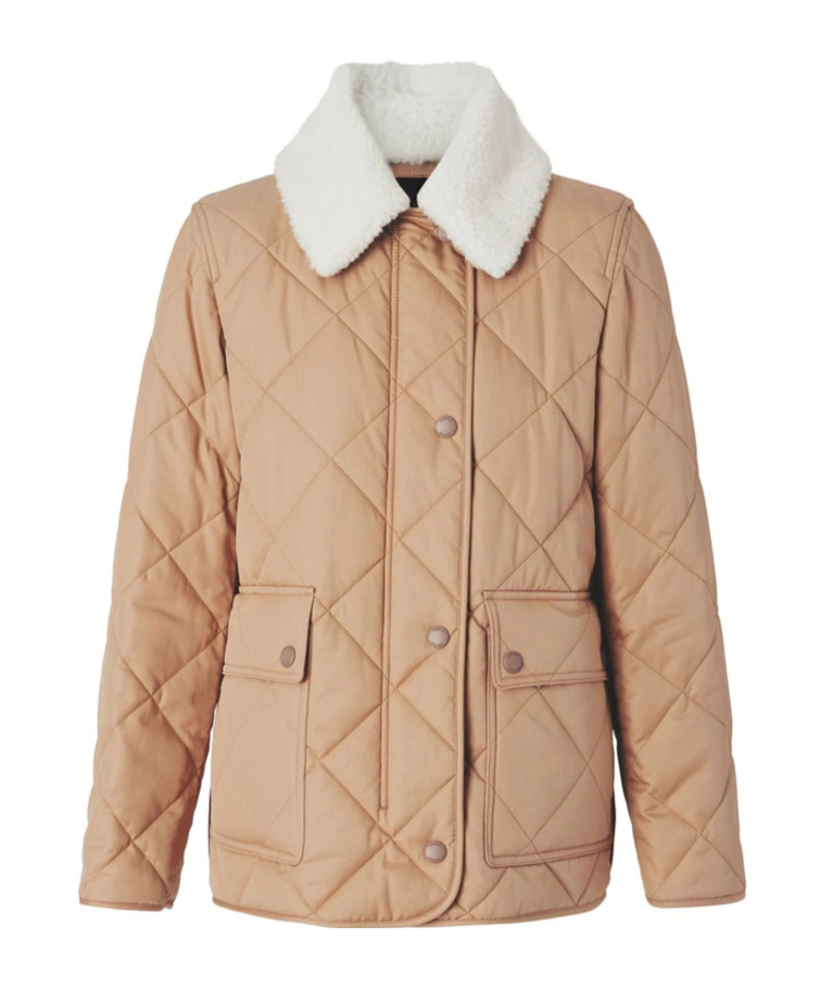 Burberry Diamond-quilted Jacket In Nude