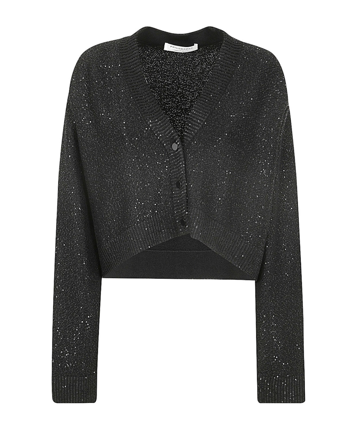 Philosophy Di Lorenzo Serafini Sequin-embellished Buttoned Cardigan In Black