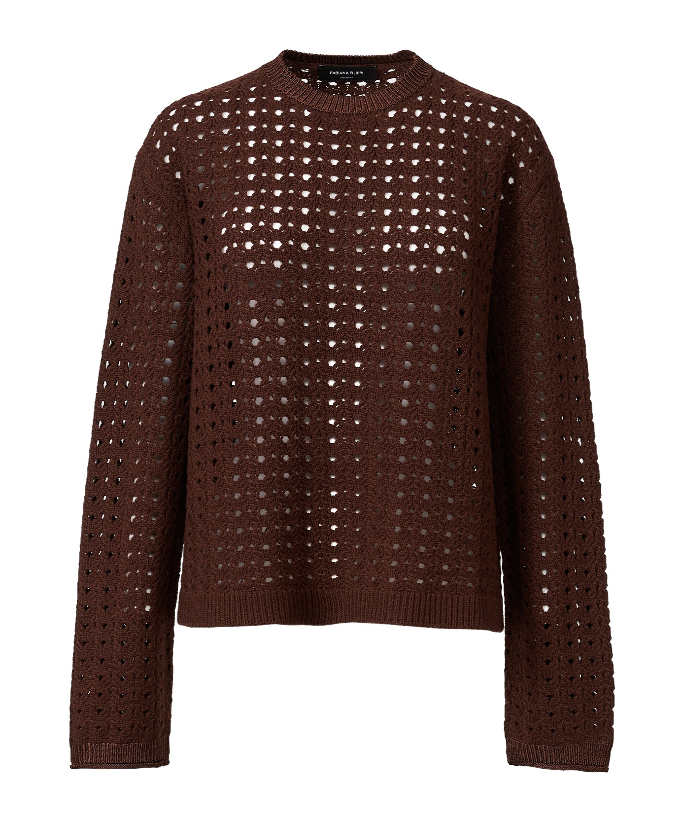 Fabiana Filippi Wool-blend Crew-neck Sweater In Brown