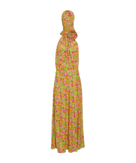 Magda Butrym Floral-appliqué Hooded Maxi Dress In Multi