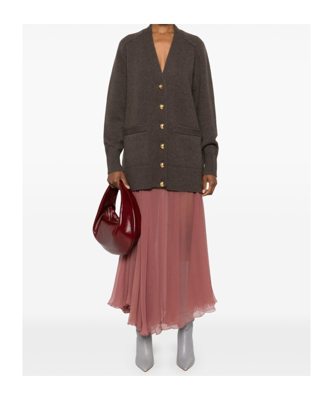 Shop Nili Lotan Long-sleeved Knitted Cardigan In Black