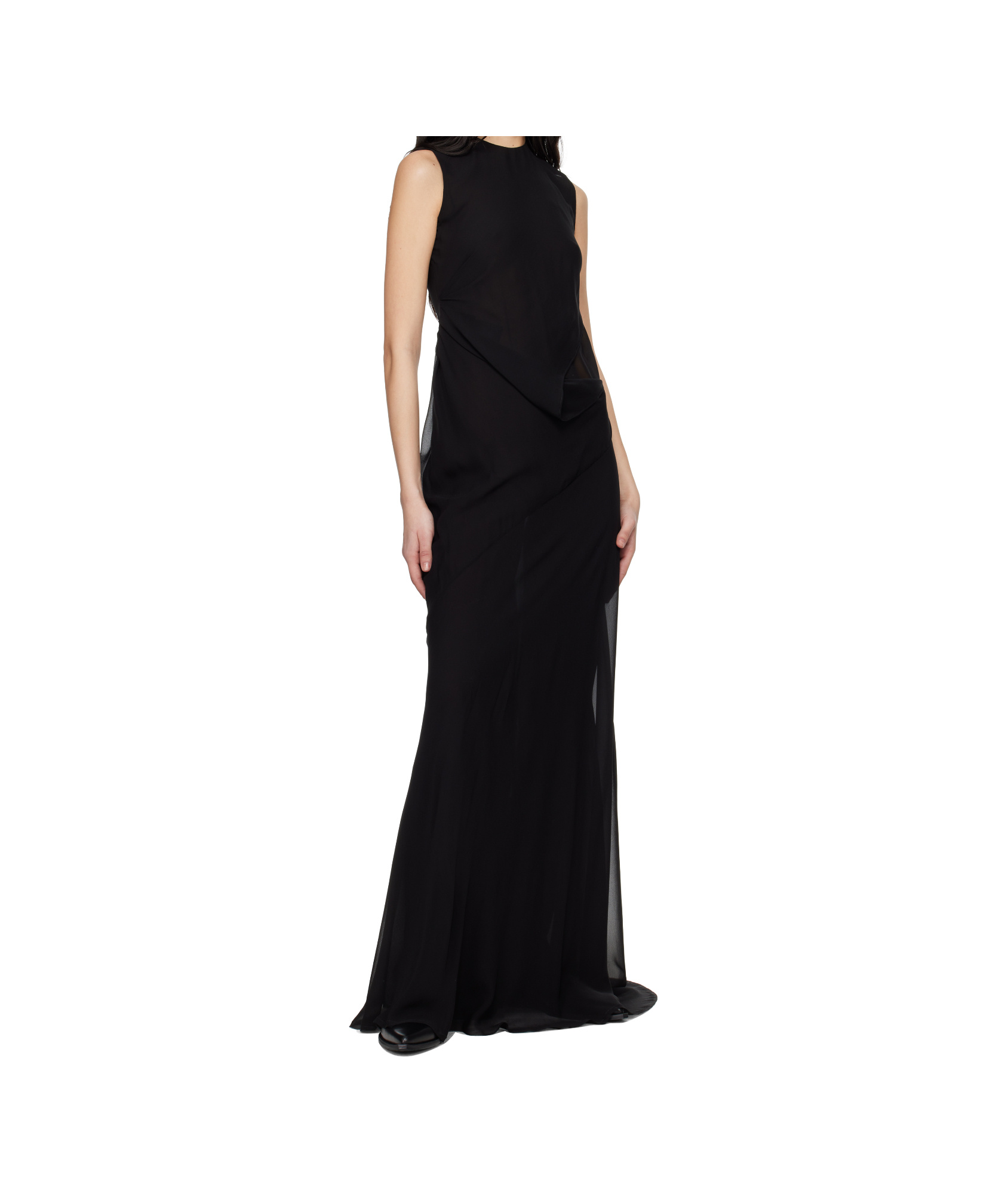 Ann Demeulemeester Black Leah Long Asymmetric Maxi Dress In Black