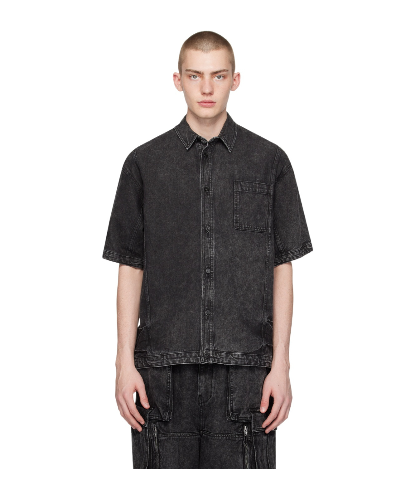 Juunj Black Faded Denim Shirt In Black