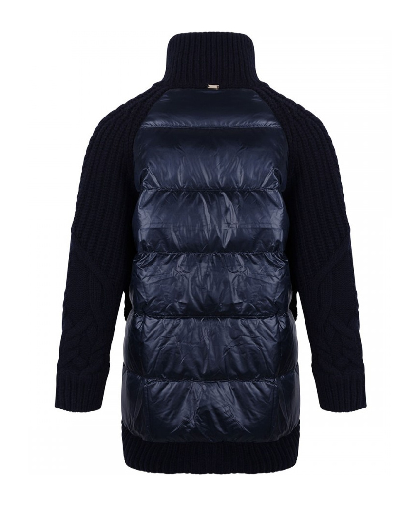 Herno High-neck Knitted Jacket In Blue