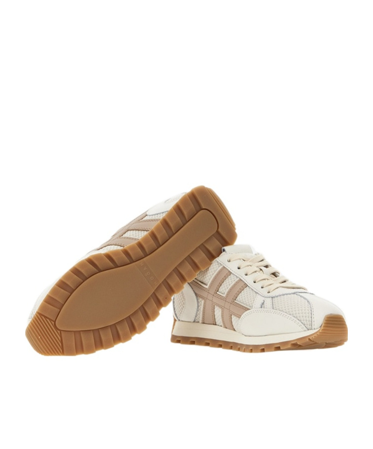 Hogan 86er Leather And Technical Fabric Sneakers In White