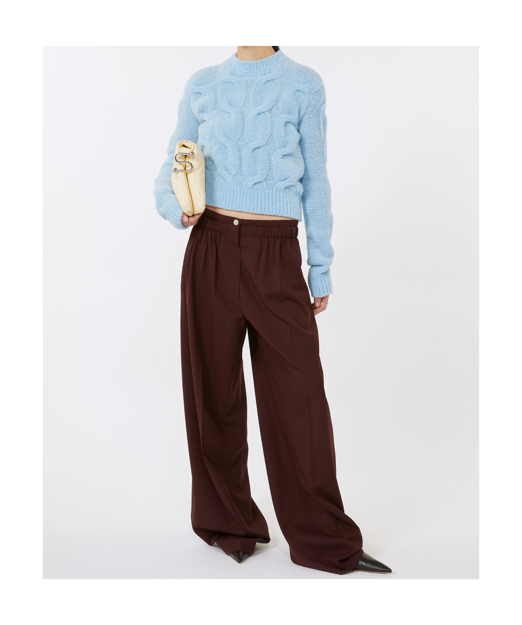 Sportmax Loose Fit Trousers Double Belt Motif In Brown