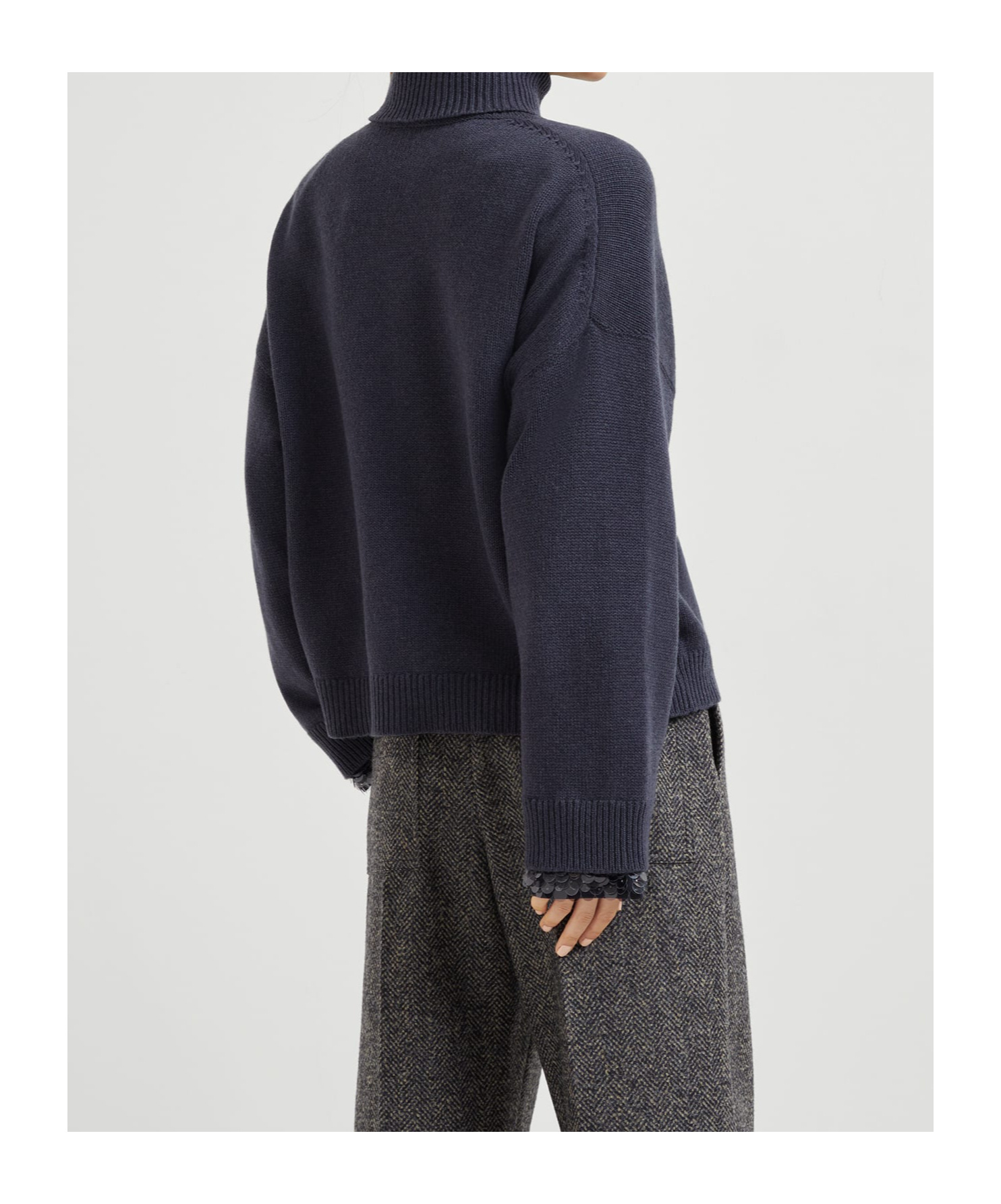 Brunello Cucinelli Women English Rib Turtle-neck Sweater In Blue