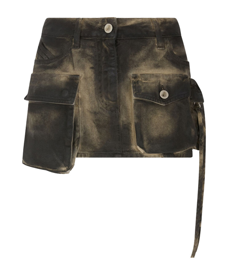 Attico Fay Mini Denim Skirt In Black