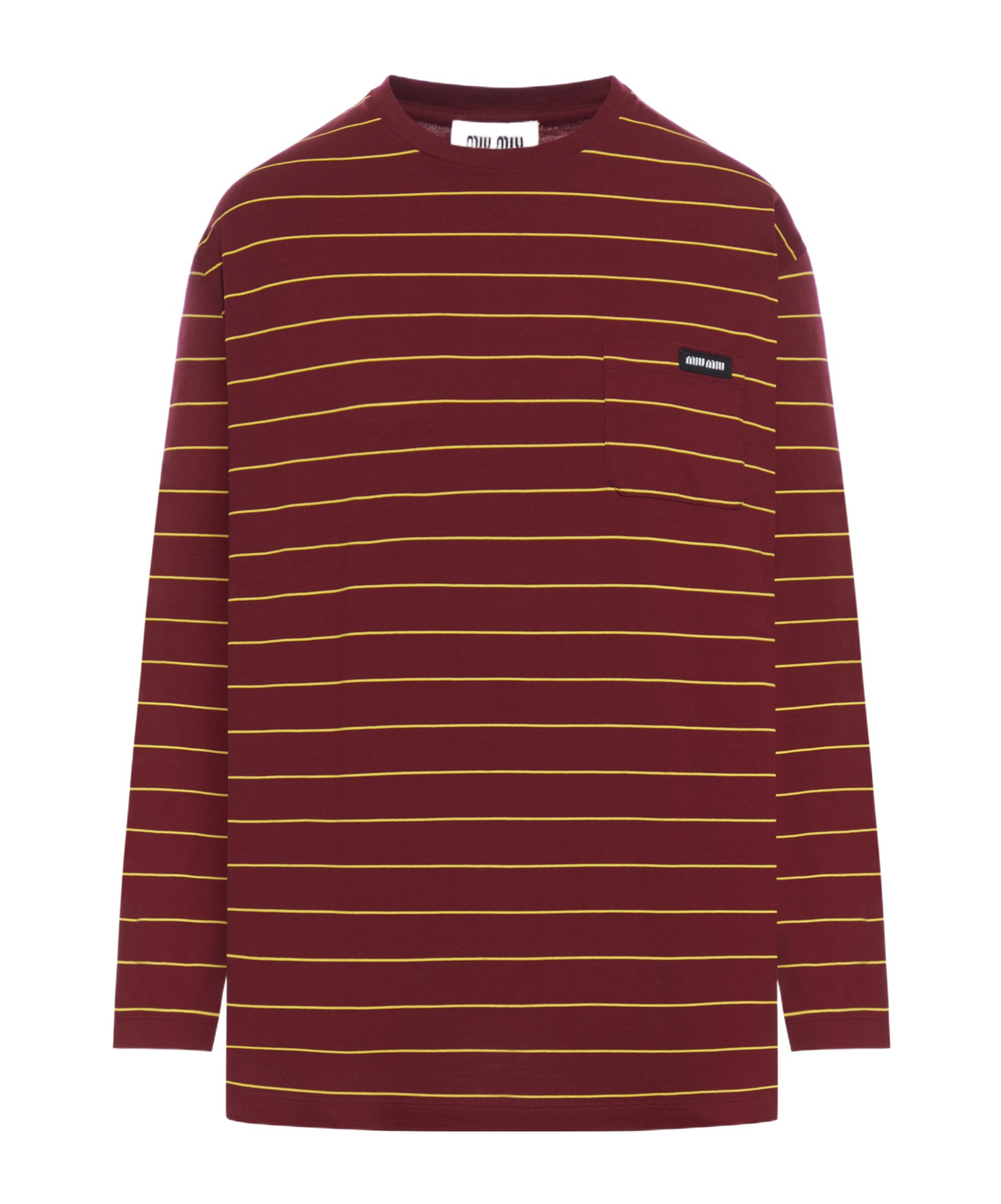 Miu Miu Long-sleeved Cotton T-shirt In Red