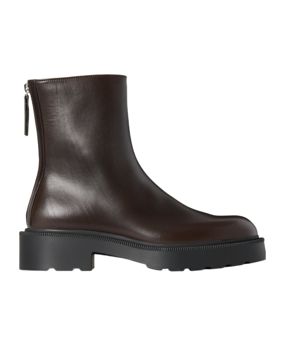 The Row Nobilis Leather Ankle Boots In Brown