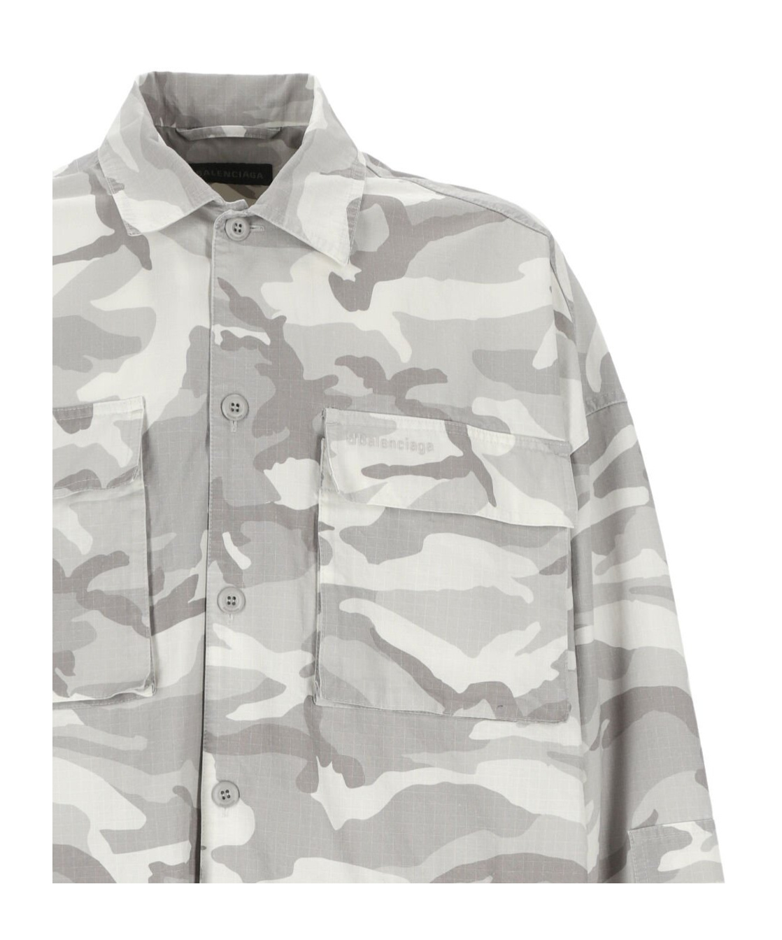 Balenciaga Men Printed Cotton Shirt In Gray